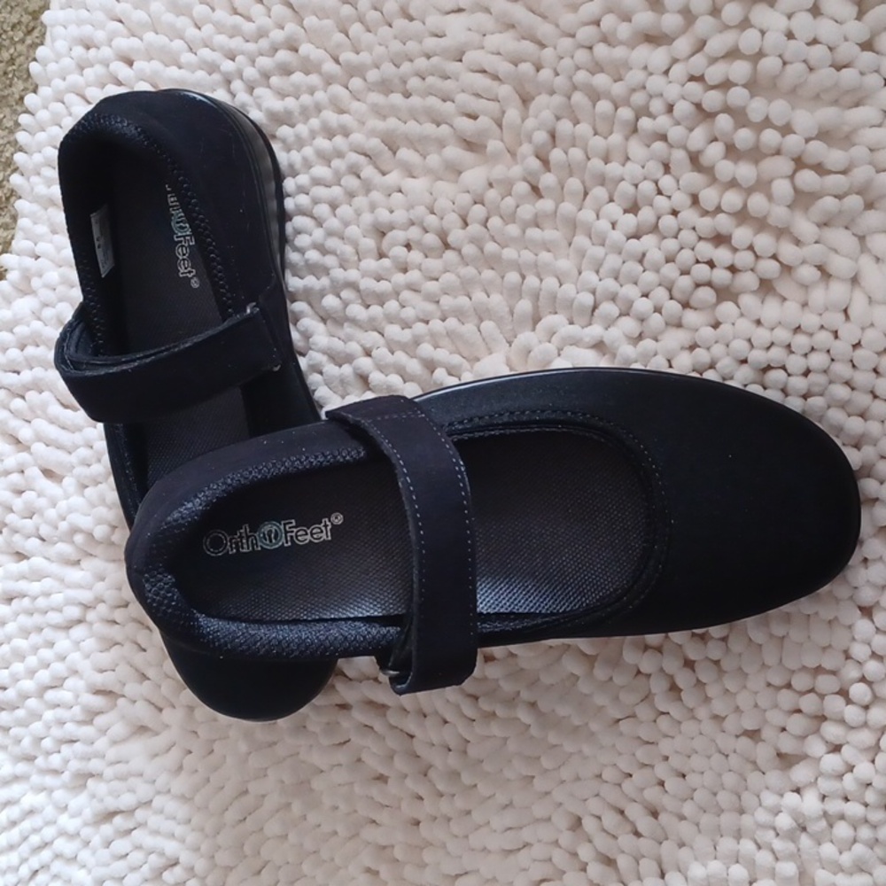 OrthoFeet Black Shoes - Size 8.5 Wide with Accessories